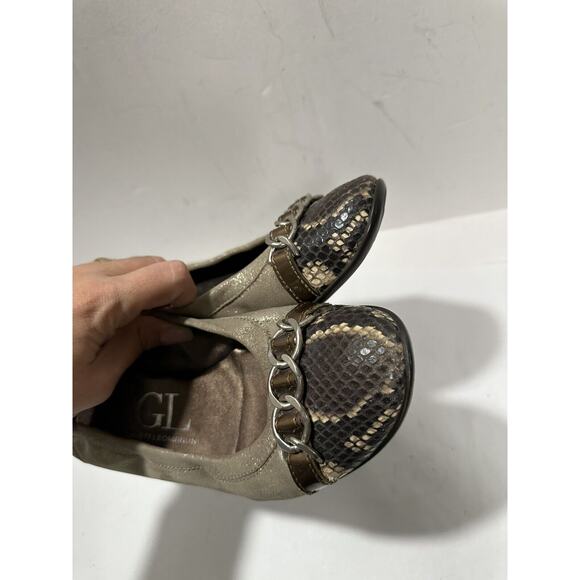 AGL Attilio Giusti Leombruni Cap Toe Ballet Flats Chain Detail Sz 37.5 - 7.5 US - Picture 6 of 11